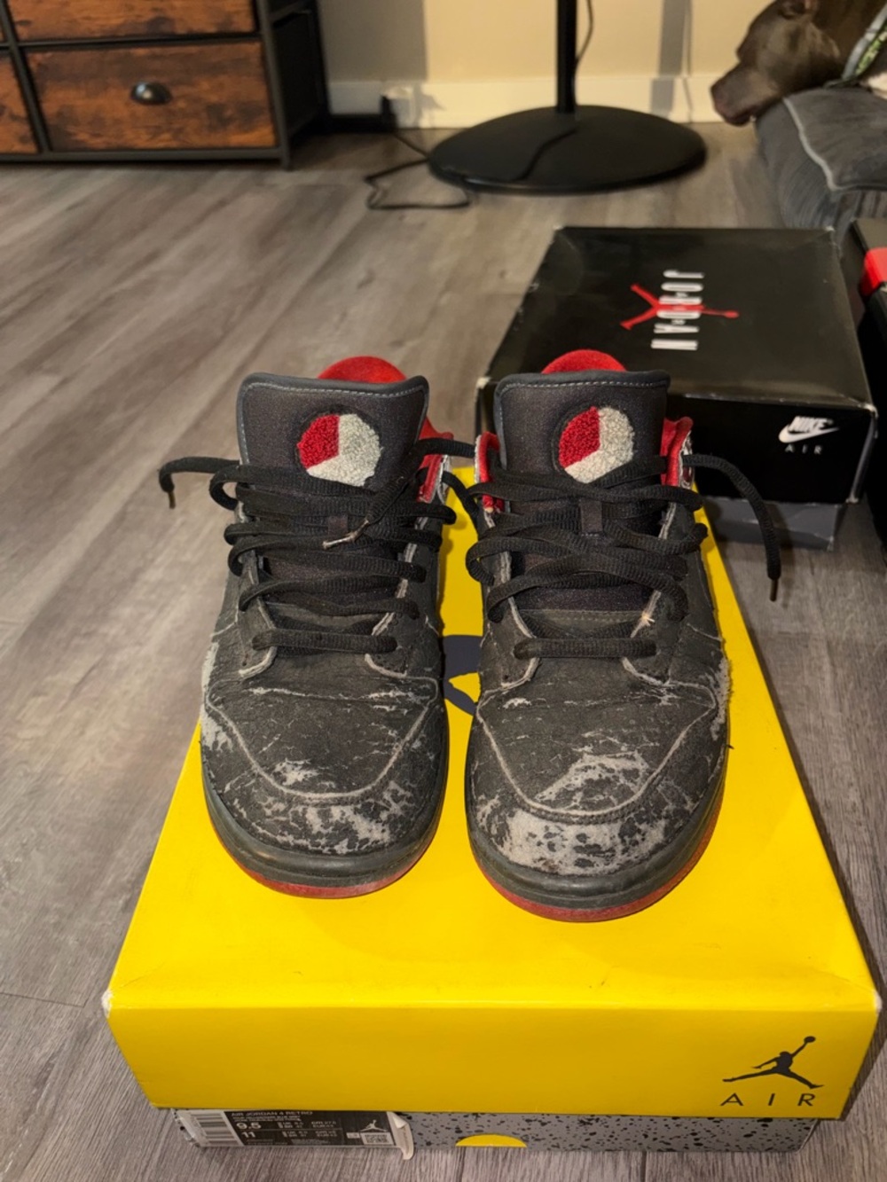 Jordan Nike dunk low  Black and Red Low-Top Sneakers